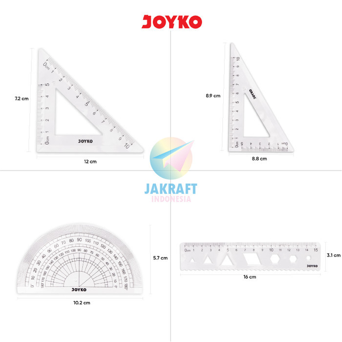 

Paket Penggaris Lentur Matematika Isi 4 Busur Siku Mistar Joyko Math Set Ruler Rls-Ps4 Tebal Bening