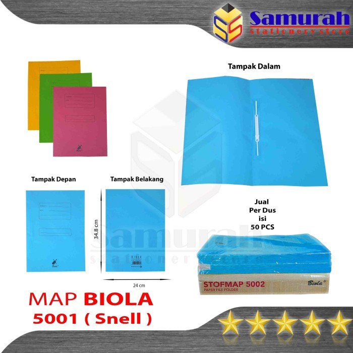 

Map Biola 5001 Snell Hecter Folio / Map Berkas Kertas Dokumen F4 Snel - Acco