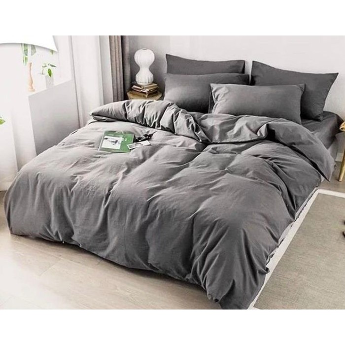 SPREI SET KATUN PREMIUM SEPREI POLOS ABU ABU SPREI HOMEMADE