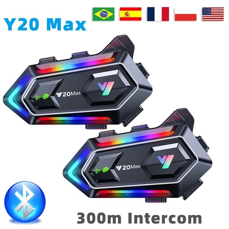 Y20 MAX Motorcyc Helmet Bluetooth Headset Intercom RGB