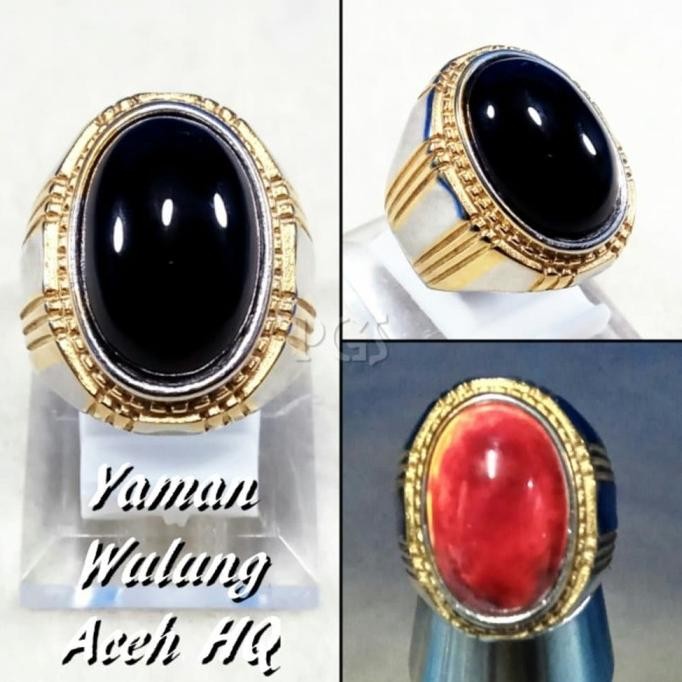 CINCIN BATU AKIK NATURAL YAMAN WULUNG ACEH KRISTAL HITAM LEGAM