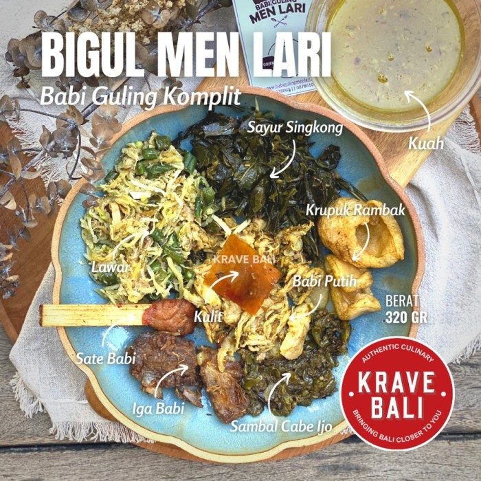 

KRAVE BALI BIGUL MEN LARI CANGGU BABI GULING KOMPLIT 320 GRAM - MAKANAN KHAS BALI ASLI