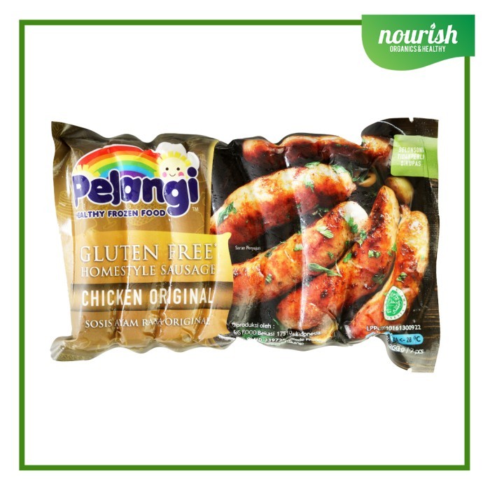 

PELANGI SOSIS AYAM ORIGINAL NON GMO, GLUTEN FREE, HALAL ( 7PCS ) 360GR