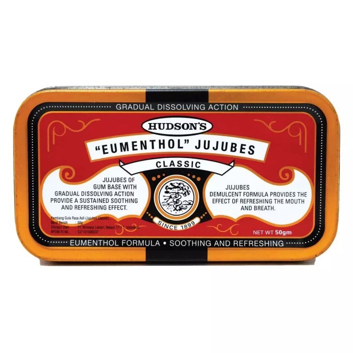 

HUDSON'S EUMENTHOL JUJUBES 50G. PERMEN PENYEGAR NAFAS MULUT