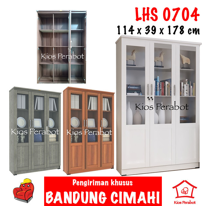 Lemari pajangan hias 3 pintu kaca / rak buku pintu kaca Romaro
