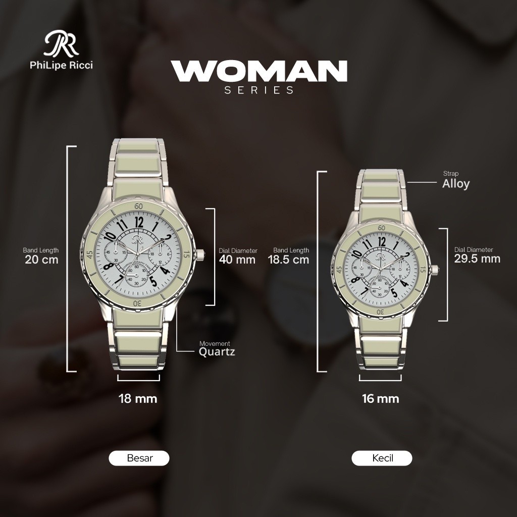 TERBARU PhiLipe Ricci Jam Tangan Wanita Besi Analog Terbaru Original Kecil Rantai R35 Free Box