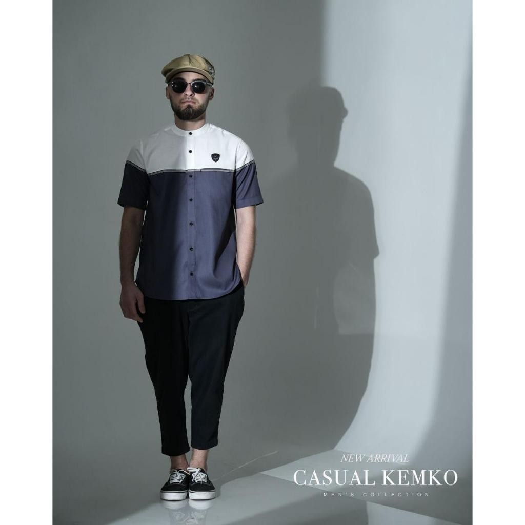 SAMASE Kemko Casual U141P dan Kemko A097 Kemeja Koko Lengan Pendek Pakaian Muslim Pria Dewasa Samase