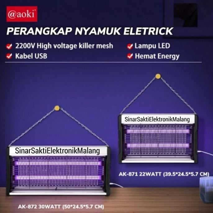 Perangkap Nyamuk Elektrik Lampu UV Mosquito Killer Besar Listrik Aoki