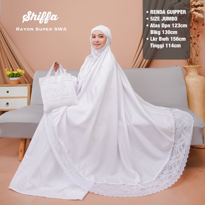 Minajshop Mukena Putih Renda Rayon Katun Dewasa Super Jumbo Premium