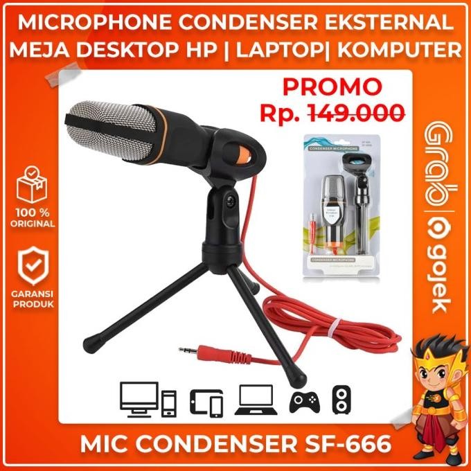 Sale Microphone Condenser Eksternal Taffware Sf666 / Sf-666 Hp Desktop Mic