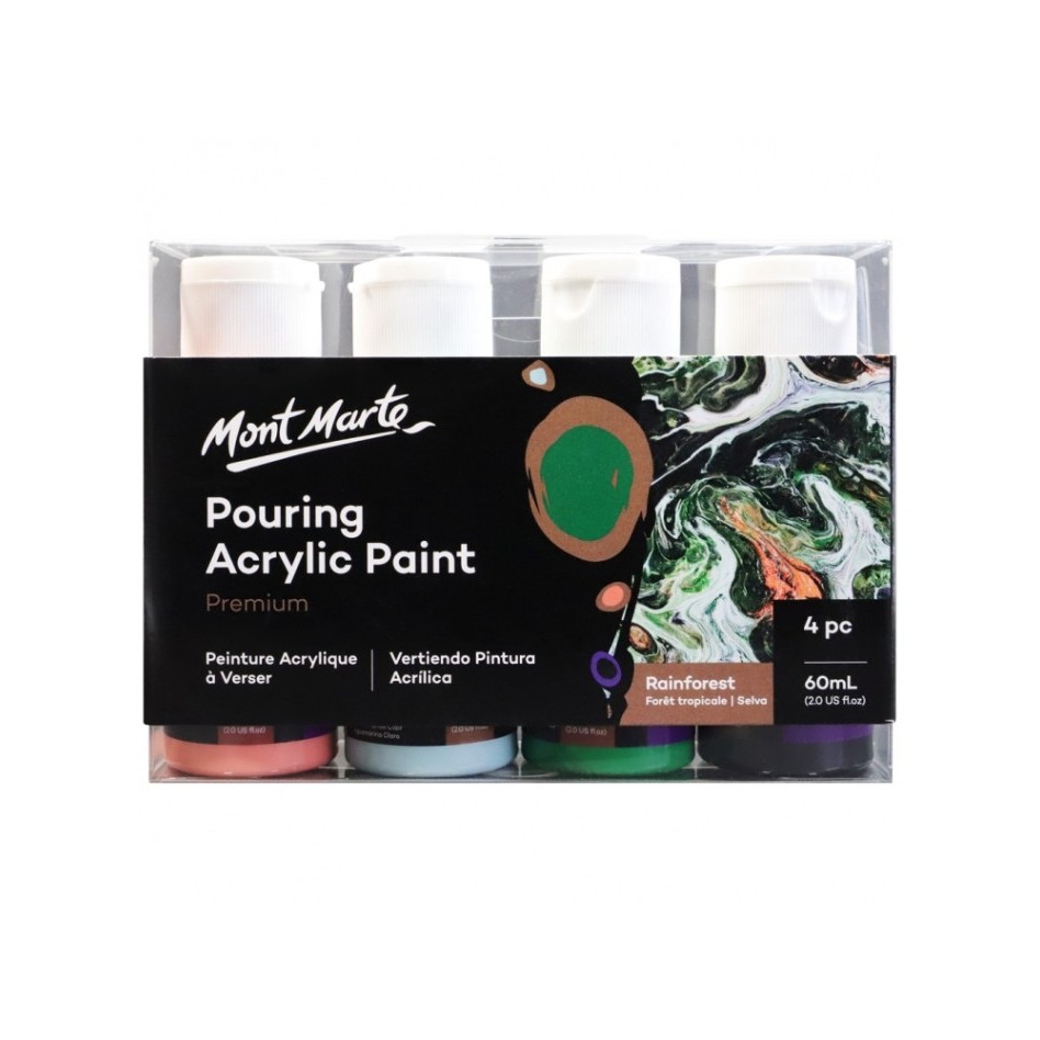

HARGA DISKON Mont Marte Pouring Acrylic Paint 60ml 4pc Set - Rainforest