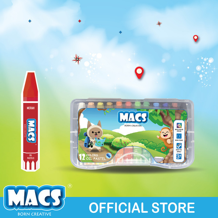 

Crayon Oil Pastel Macs Warna 12 Color