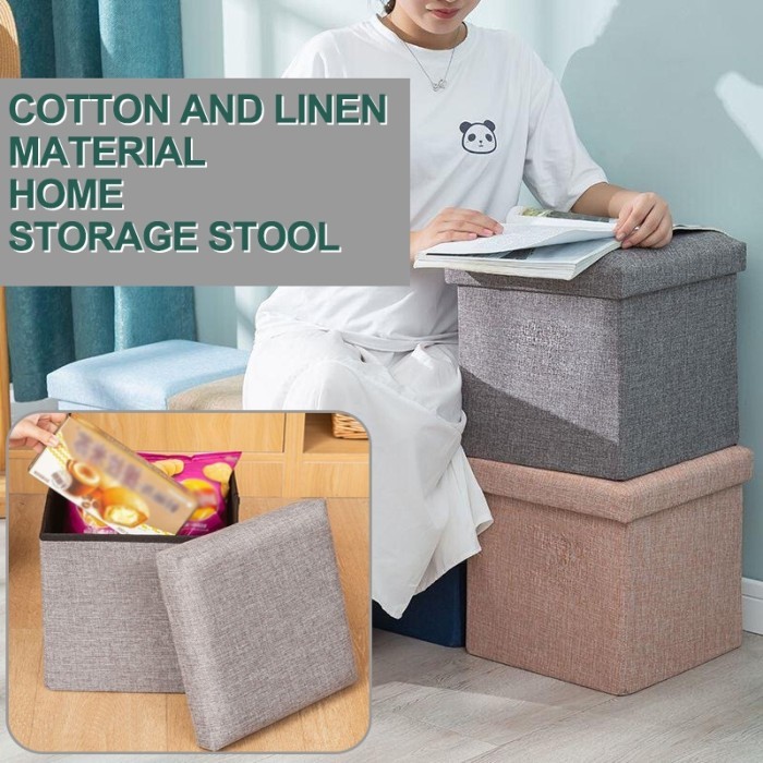 Storage Box Stool Foldable Kotak Penyimpanan Tempat Lipat Sofa Kotak