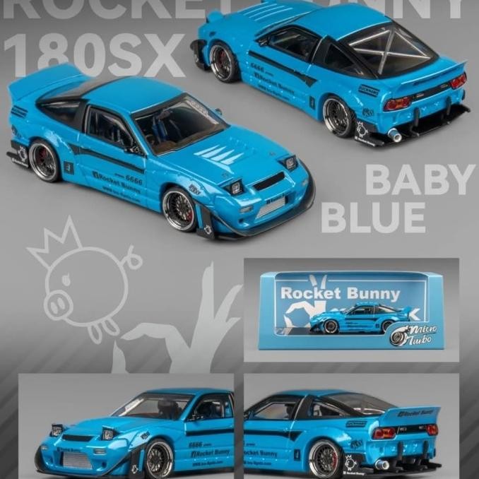 Micro Turbo 1/64 Honda 180SX Rocket Bunny Metallic Blue