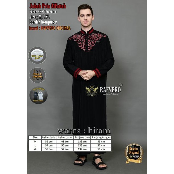 Jubah Gamis Bordir Alfattah Pria Terbaru / Jubah Gamis Pria Pakistan / Baju Gamis Pria Dewasa / Baju