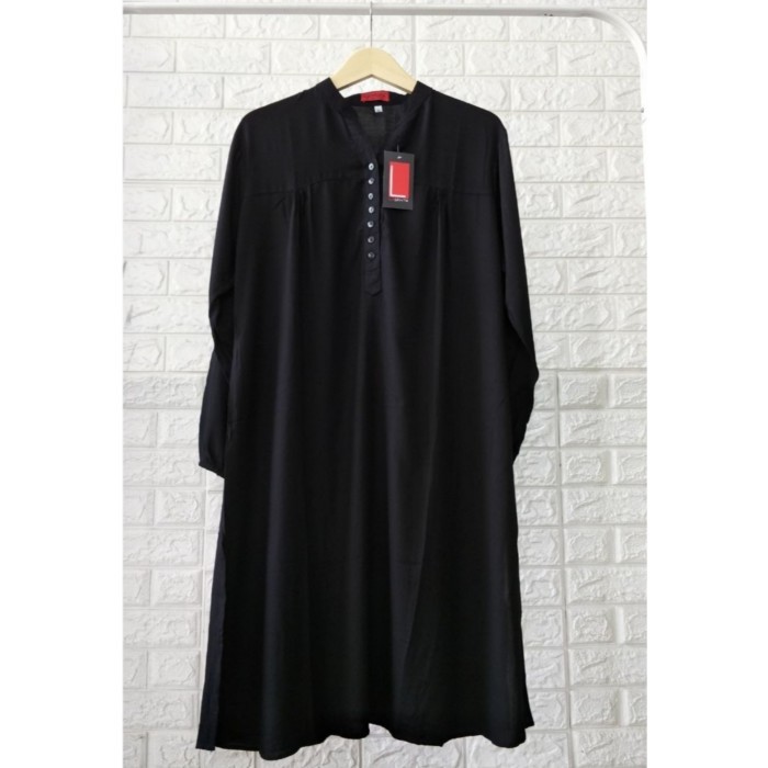 Murah Tunik Polos Rayon Jumbo Hitam Non COD