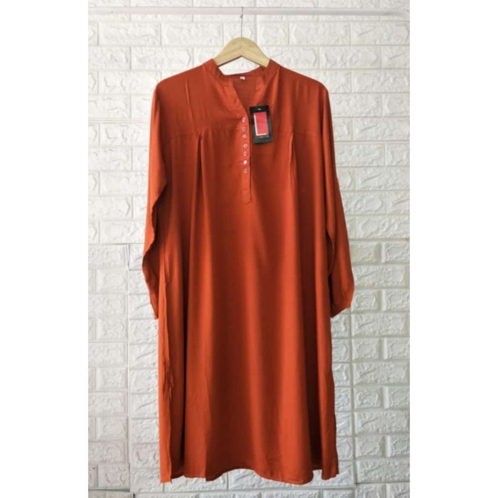 Murah Tunik Polos Rayon Jumbo Orange Bata Non COD