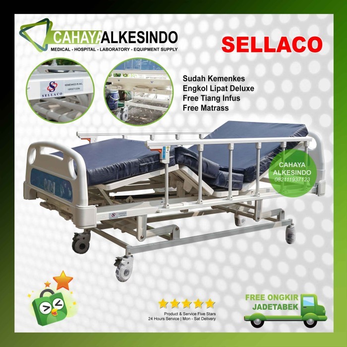 Bed Pasien 3 Crank SELLACO Ranjang Tempat Tidur Rumah Sakit Engkol