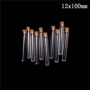 

LabTestKit 10Pcs 12x100mm Plastic Test Tube With Cork Clear Durable Round Bottom Test Tube Lab Experiment Supplies Brand New