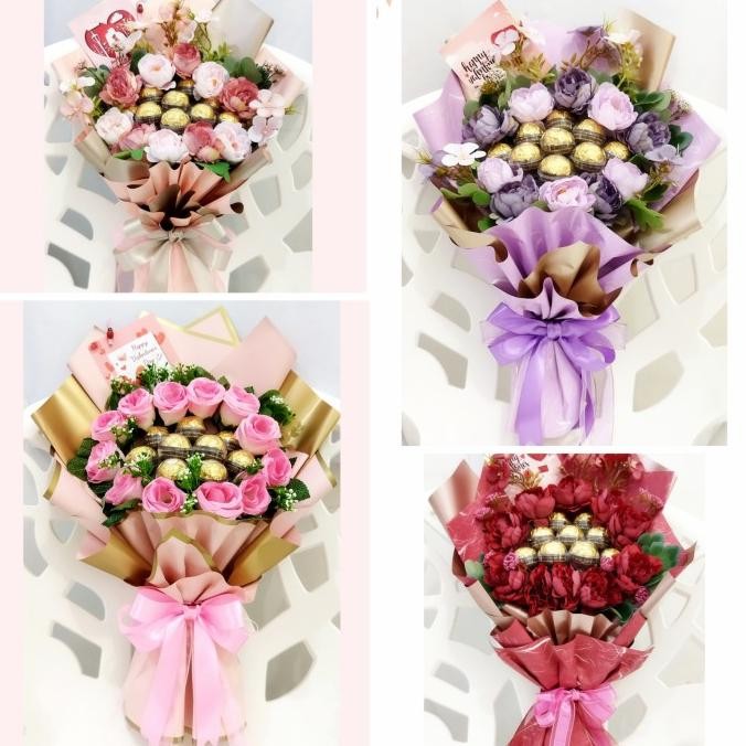 Buket Bunga Coklat Ferrero Valentine / Buket Bunga Ferrero Rocher