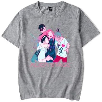 Alien Stage Merch T-Shirt Pria Wanita Tee Bermotif Anime Merch Kasual Lengan Pendek T-Shirt Atasan |