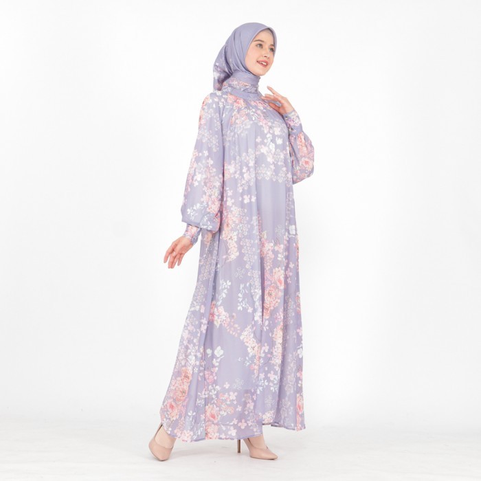 Murah Mimamim Hijab - Dress Set Jilbab Alina Motif Print Ceruty Furing Premium Setelan Gamis