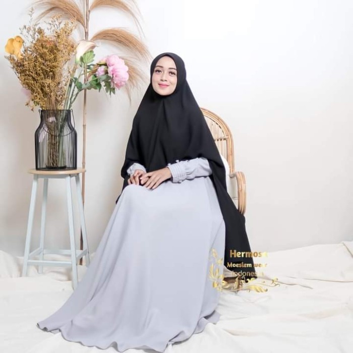 Murah gamis silver polos-gamis polos abu muda premium-gamis wanita polos Non COD
