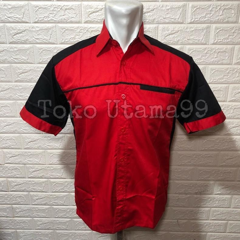 gfd-12 Seragam kerja drill biru putih - baju kerja drill biru putih - seragam kantor - cleaning serv