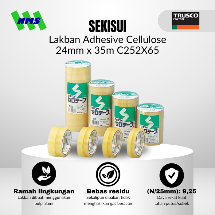 

HOT SALE! Isolasi SEKISUI Adhesive Cellulose Tape 24mm x 35m C252X65 771-2928 TR