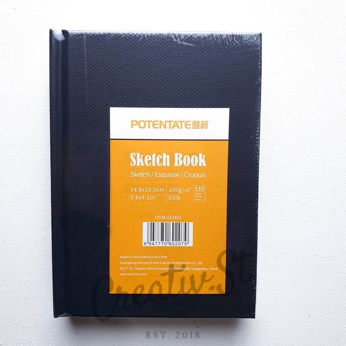

JUAL Potentate Hardcover Black Sketchbook A6 110 Sheets 100gsm 14.8cm x 10.