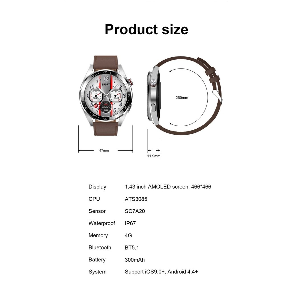 Z30 Pro Smartwatch Amoled Aod 4Gb Bluetooth Call 1.43Inch Watch Sport