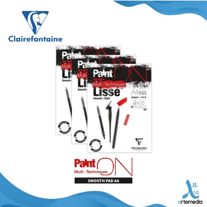 

TERMURAH Kertas Gambar Clairefontaine Paint On A4 Smooth Multi Techniques Pad