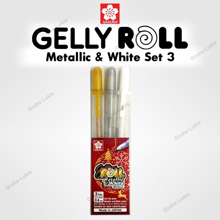 

TERMURAH Sakura Gelly Roll Metallic and White Color Gel Pen Medium Set 3