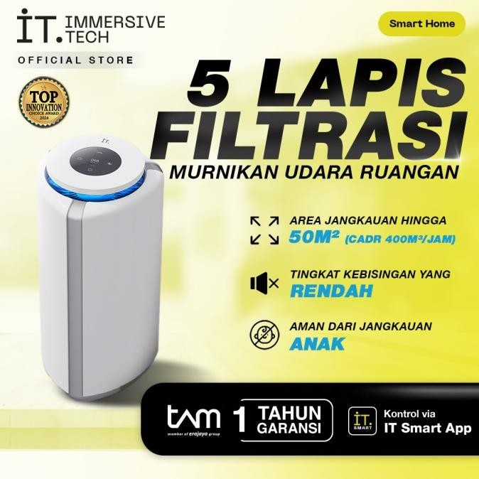 IT Smart Air Purifier P400 White - HEPA 13, Ionizer & Active Carbon