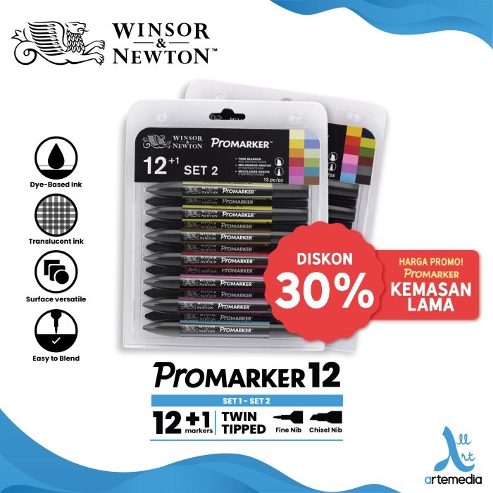 

TERBARU Marker Winsor & Newton Promarker Set 12 Dual Point Pena Kuas Warna HOT SALE!