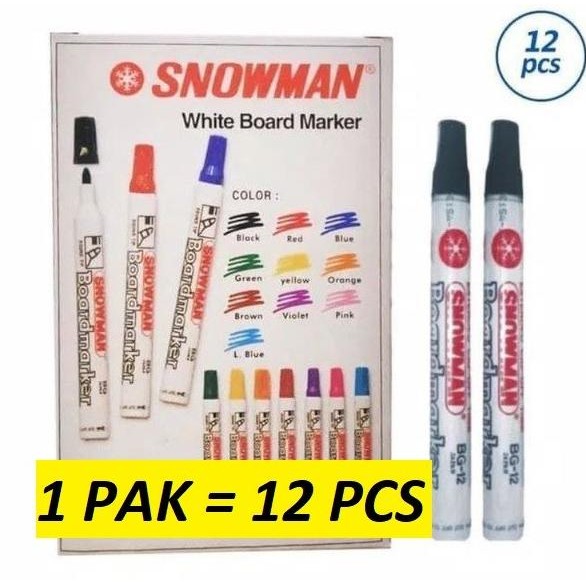 

(12pc) SPIDOL WHITEBOARD SNOWMAN BG 12 / SEPIDOL PAPAN TULIS ABG 12