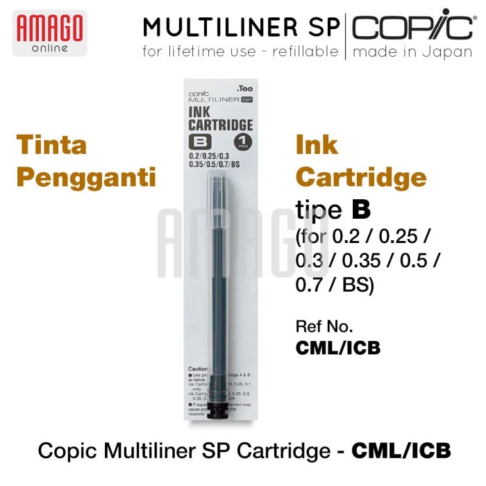 

Copic Multiliner Sp - Cartridge B (0.2 - 0.7 Dan Bs) - Tinta - Cml/Icb