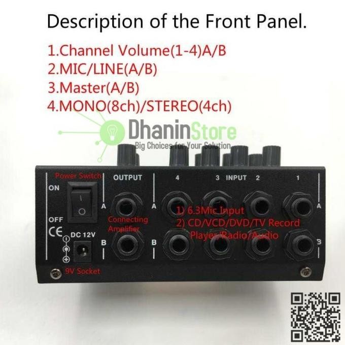 Promo Mixer Mini Audio Reverb Karaoke Portable 8 Channel Input Mic 150 Watt