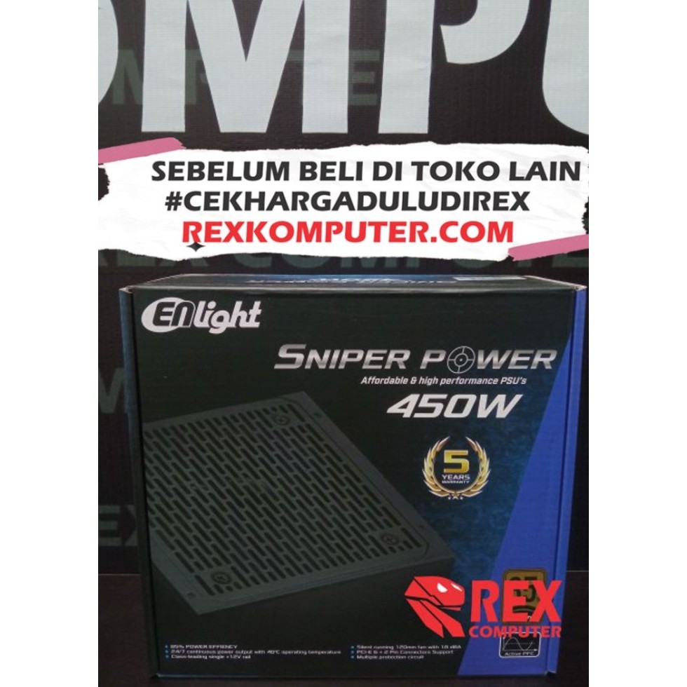 PSU ENLIGHT 450W Power Supply PC Komputer CPU