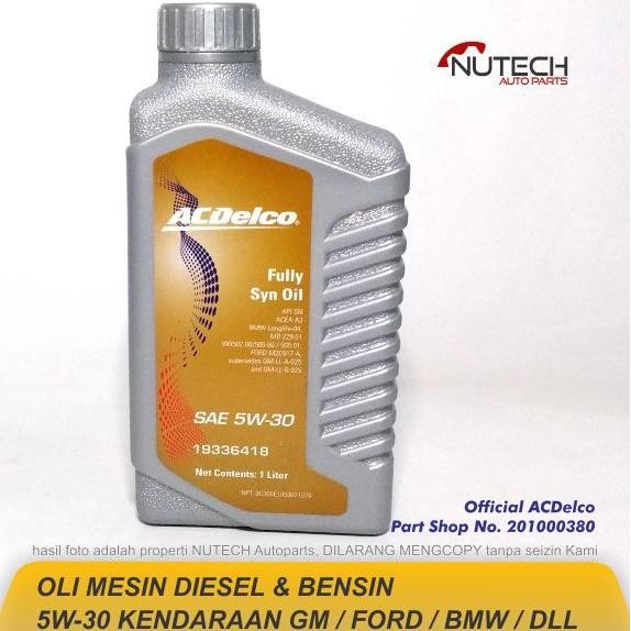 Oli Mesin Diesel Bensin 5W 30 5W30 Dexos 2 Gm Vw Bmw Full Sintetis Original