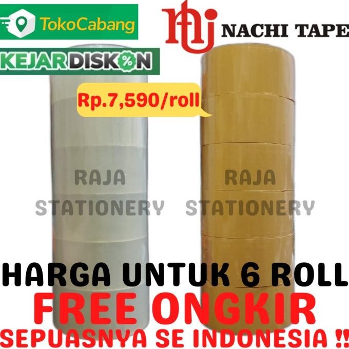 

LAKBAN NACHI 48MM 100 YARD 2 INCH BENING COKLAT OPP TAPE 1 SLOP 6 ROLL ASLI