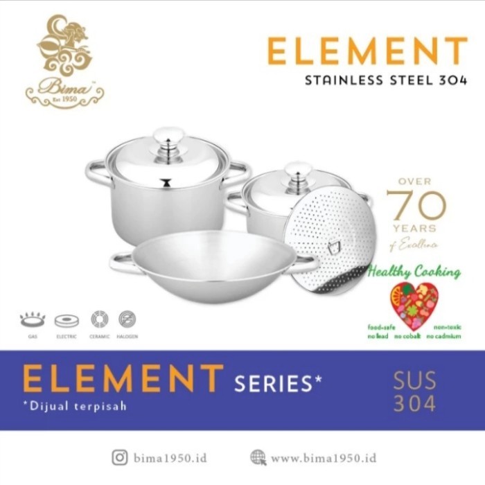 Wajan Element Bima Stainless Sus 304
