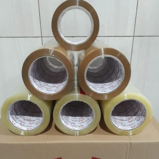 

GOJEK GRAB LAKBAN 45MM X 100 YARD FULL / LAKBAN BENING COKLAT - PUTIH ASLI