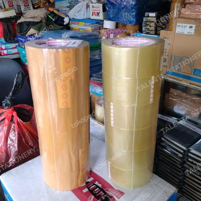 

LAKBAN/ISOLASI BENING/COKLAT DAIMARU 2 INCHI 90 YARD 1SLOP ISI 6 ROLL ASLI