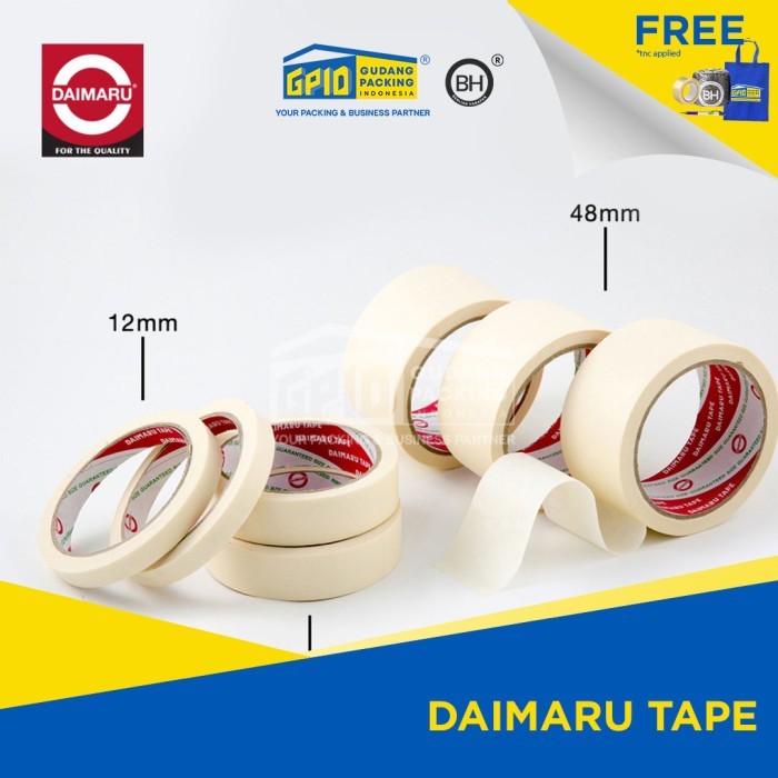 

Isolasi (Gosend/Grab) Daimaru - Masking Tape / Lakban Kertas 0.5 / 1 / 2 Inch