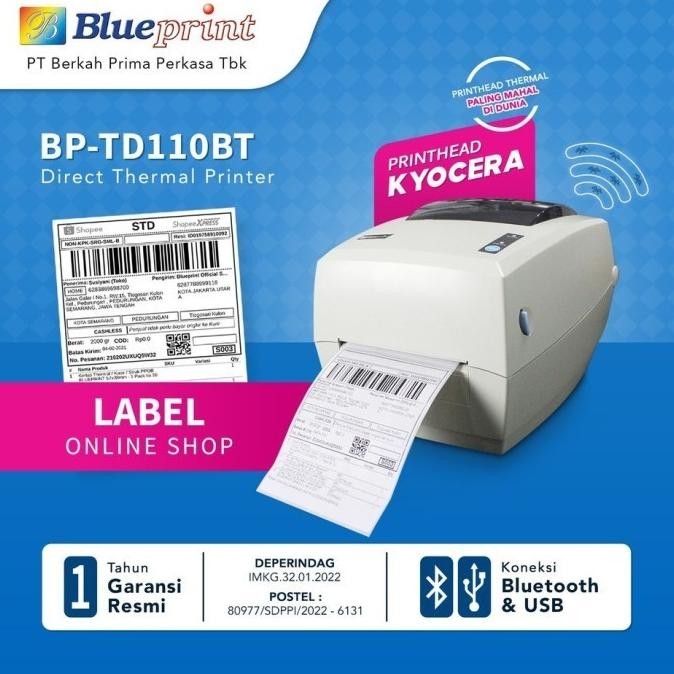 Sale Blueprint Bp-Td110Bt Printer Blueprint Bluetooth