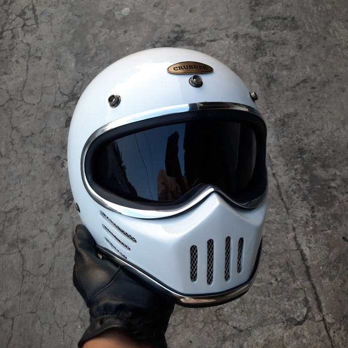 Helm Cakil M30 White Glossy Custom By @Cruhsercustoms Helm Retro