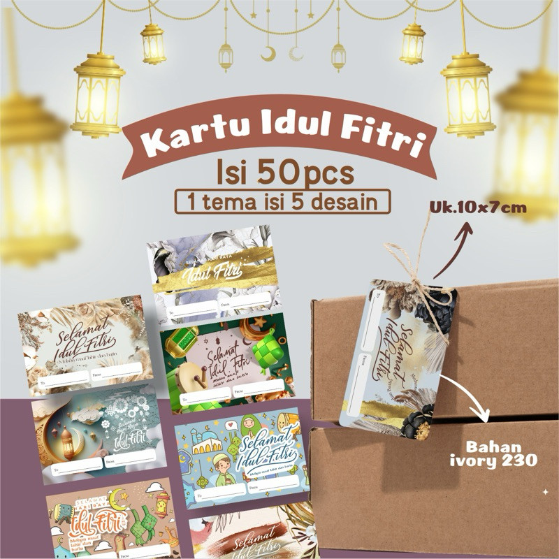 

Isi 50Pcs Kartu Idul Fitri Uk. Besar 10X7Cm Bahan Tebal Ivory 230Gsm Tag Idulfitri Kartu Ucapan