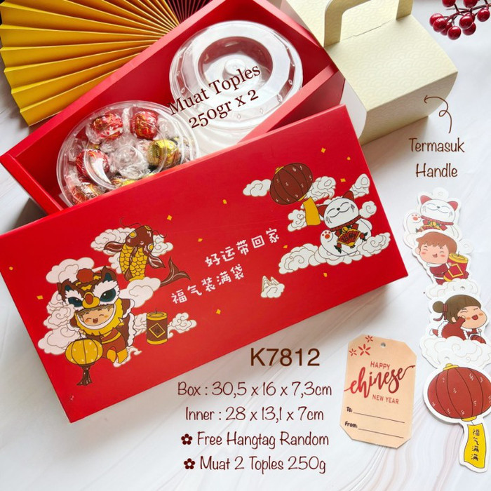 

PROMO! Box Imlek isi 2 Toples 250 gr Kardus Cake Sincia Packaging Kue CNY