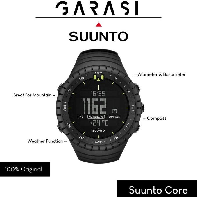 Suunto Core All Black Military Jam Tangan Outdoor Watch 100% Original